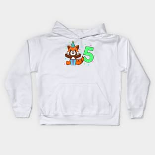 I am 5 with red panda - kids birthday 5 years old Kids Hoodie